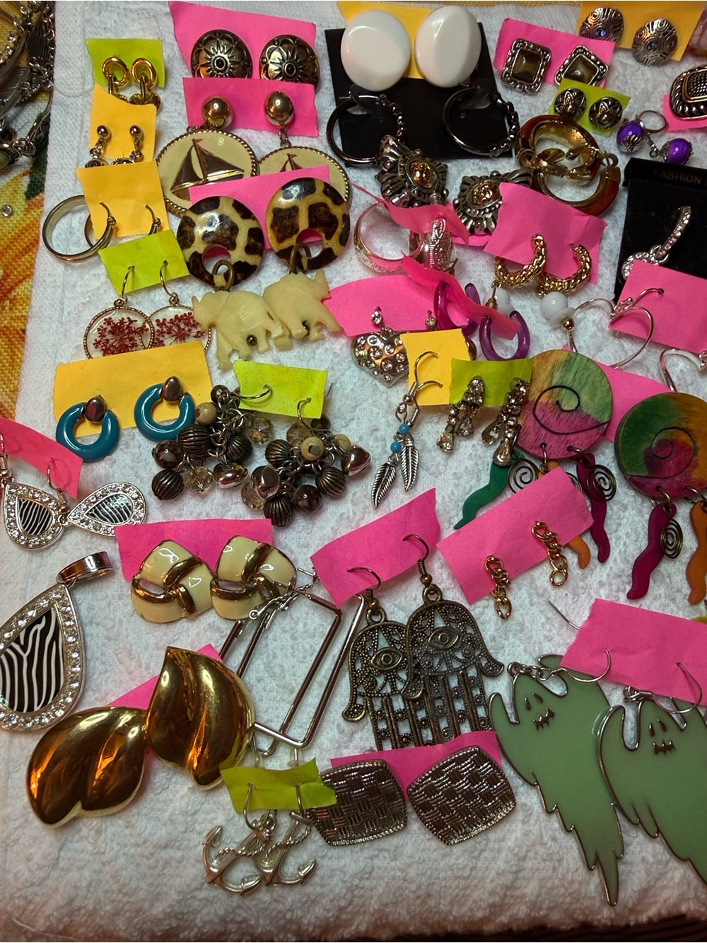 Mixed Women’s Fashion Earrings - Gold, Green, Teal, White